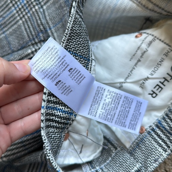 NWT Mother Insider Ankle Plaid Striped Happy People Read and Drink Coffee Pants - Picture 5 of 11